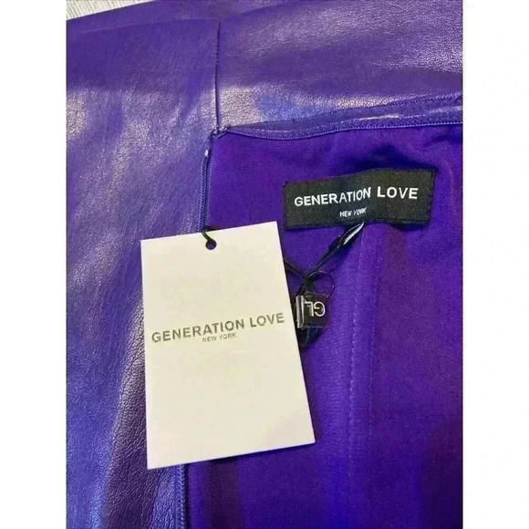 Revolve Generation Love Yazin Vegan Leather Dress XS Amethyst Strapless Stretchy - Picture 3 of 6